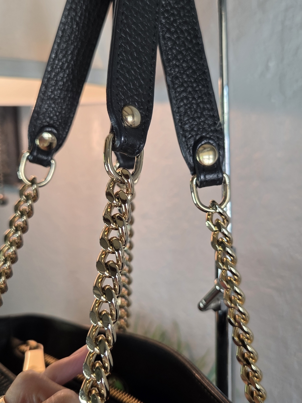 Furla Black Leather Chain-Handle Tote - Picture 10 of 16